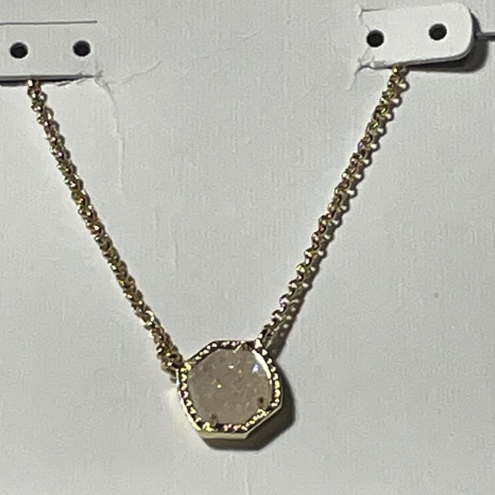 Kendra Scott Davie Pendant Necklace Gold Iridescent Drusy